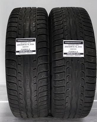 2 PNEUMATICI USATI 205/55R16 91H WINTER FORMULA GO