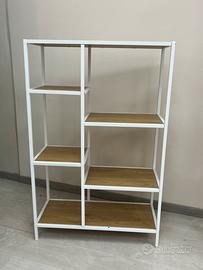 Scaffale libreria bianco e legno – 70×30×109 cm