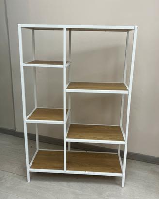 Scaffale libreria bianco e legno – 70×30×109 cm