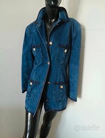 ERREUNO Giacca lunga jeans imbottite,M/L donna 