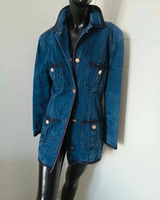 ERREUNO Giacca lunga jeans imbottite,M/L donna 