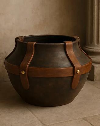 Vaso in pietra lavica delle Filippine decorato