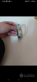 bracciale in oro 750 acciaio e turchesi