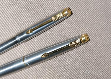 Penna stilografica e biro Parker in acciaio e oro