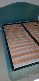 Letto contenitore verde,2 materassi singoli,comodi