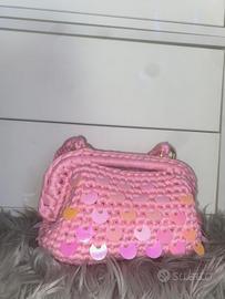 Borsa con paillettes rosa