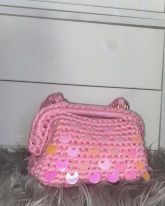 Borsa con paillettes rosa