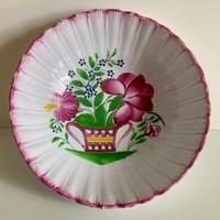Antica coppa insalatiera ceramica francese fiori
