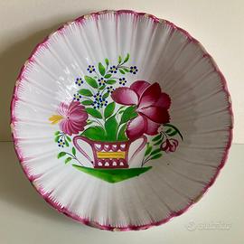 Antica coppa insalatiera ceramica francese fiori