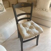 Set sei sedie legno con sedile blu