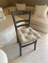 Set sei sedie legno con sedile blu