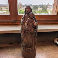 Statua Madonna con Bambino in legno intagliato 