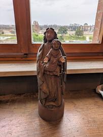 Statua Madonna con Bambino in legno intagliato 