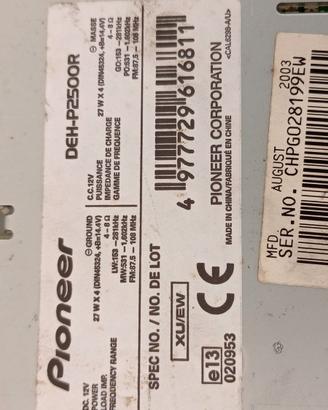 Autoradio pioneer DEH-P2500R,