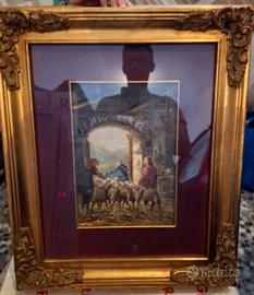 Quadro Mario Fattori -  "Interno di ovile"