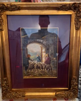Quadro Mario Fattori -  "Interno di ovile"
