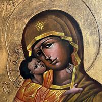 Icona russa con Madonna di Vladimir