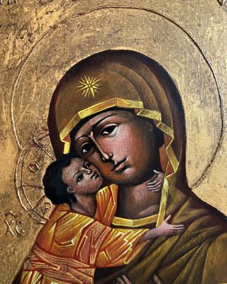 Icona russa con Madonna di Vladimir