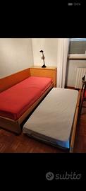 Letto singolo in legno con secondo letto estraibil