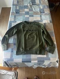 Felpa Balmain Paris verde militare