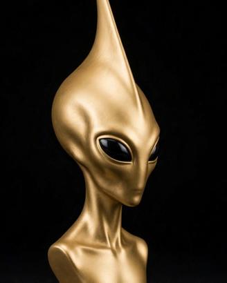 scultura alieno Gold, decorata a mano