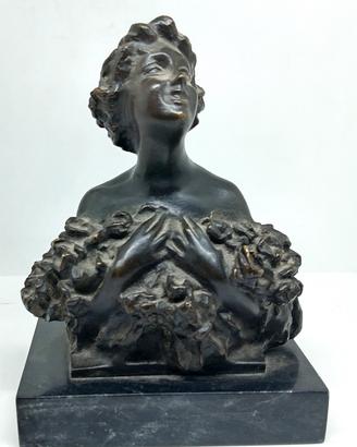 busto bronzo anni 20 su marmo 