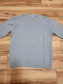 Maglione M.C. 100% Cotone, colore turchese