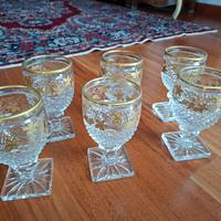 6 calici vino in cristallo e oro primi novecento 