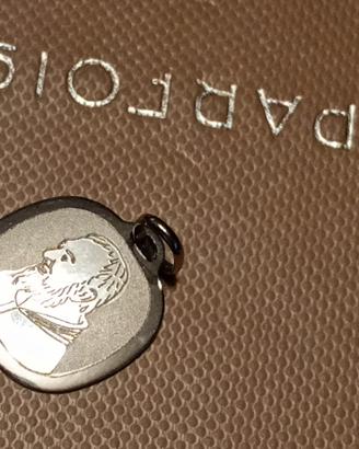 ciondolo Padre Pio oro bianco 18K