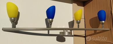 lampadario acciaio  - vetro  per  cameretta