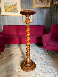 Colonna Portavaso Vintage in noce  a Torciglione