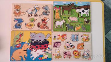 set 4puzzle legno incastri