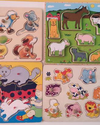 set 4puzzle legno incastri