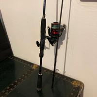 Canna da pesca, mulinello e guadino