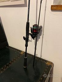 Canna da pesca, mulinello e guadino