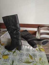 stivali donna in pelle neri nr 38 tacco cm 8