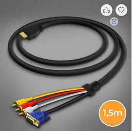 Cavo video HDMI a 3x RCA maschio e VGA maschio 1,5