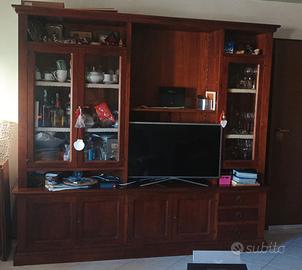 Parete attrezzata in arte povera legno massiccio