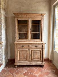 Credenza Buffet Antica a Due Corpi con Vetrina
