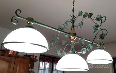 Lampadario € 96- colore verde e oro  come in foto