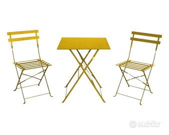 SET TAVOLINO SEDIE PIEGHEVOLI FERRO COLORATI
