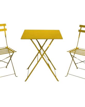SET TAVOLINO SEDIE PIEGHEVOLI FERRO COLORATI