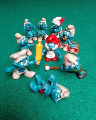 Set 9 puffi  Schleich Peyo 1979-1983