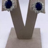 ORECCHINI ORO 18kt. DIAMANTI ZAFFIRI BLU NATURALI