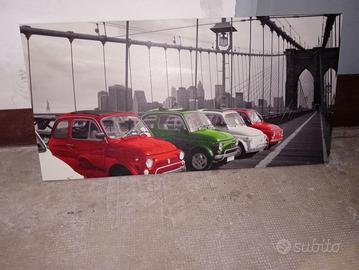 Quadro moderno su tela - Fiat 500 e Ponte Brooklyn