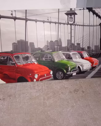 Quadro moderno su tela - Fiat 500 e Ponte Brooklyn