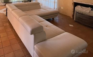 Divano letto ad angolo ecopelle bianco