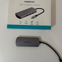 mediacom hub usb-c a hdmi + 3 usb 3.0