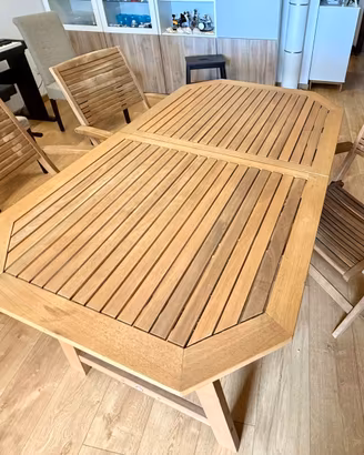 Tavolo da terrazzo/giardino in legno + 3 sedie