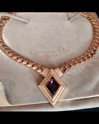 Christian Dior collana con ciondolo ametista